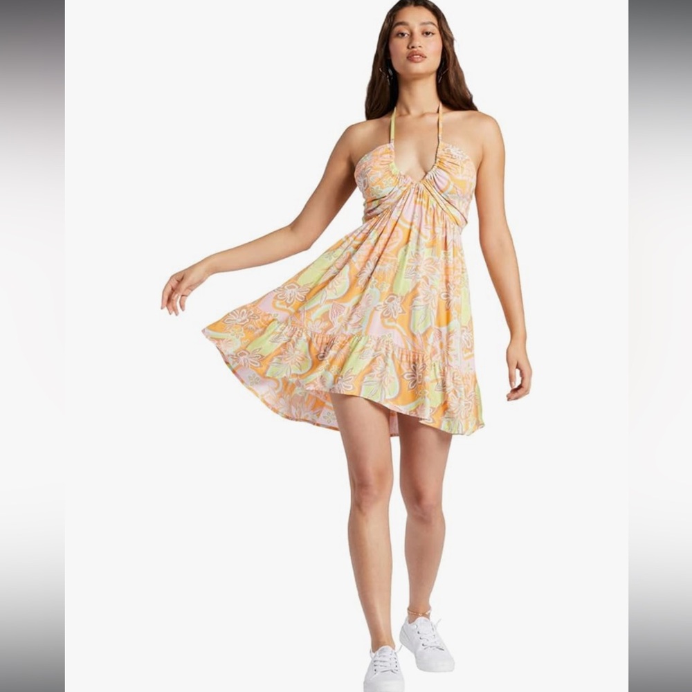 Roxy‎ Summer Nights retro Boho halter top Mini Dress- Medium